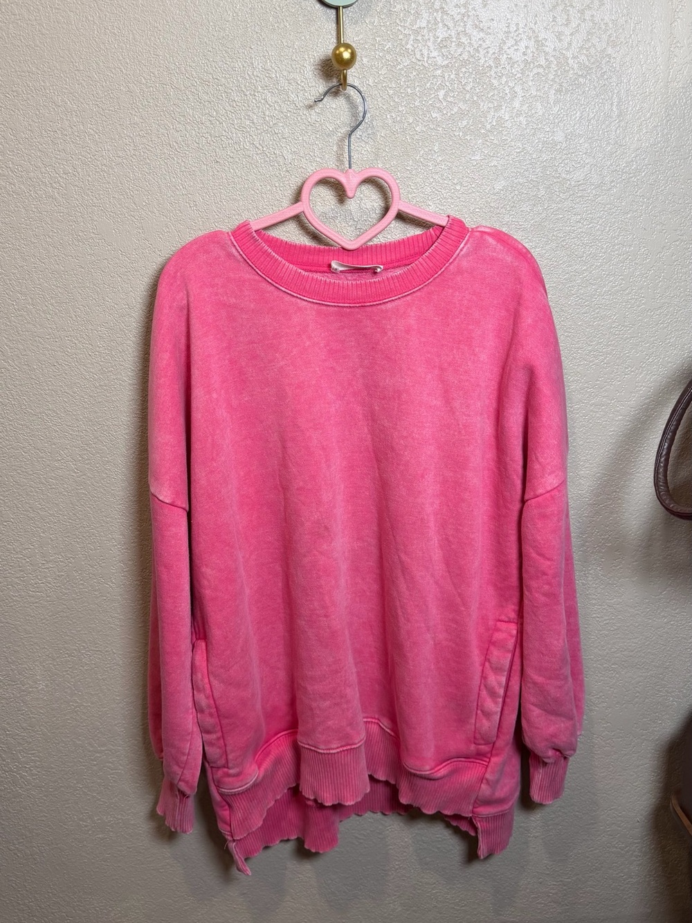 Zenana Outfitters Hot Pink Crewneck Oversized Pullover - Picture 5 of 5